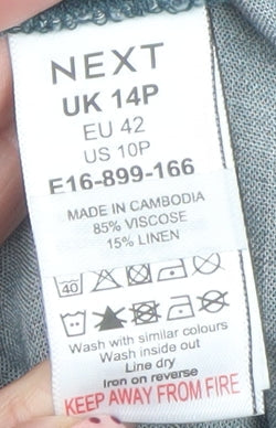 Next Women’s Blue Floral Pull-On Shorts Linen Viscose UK 14P