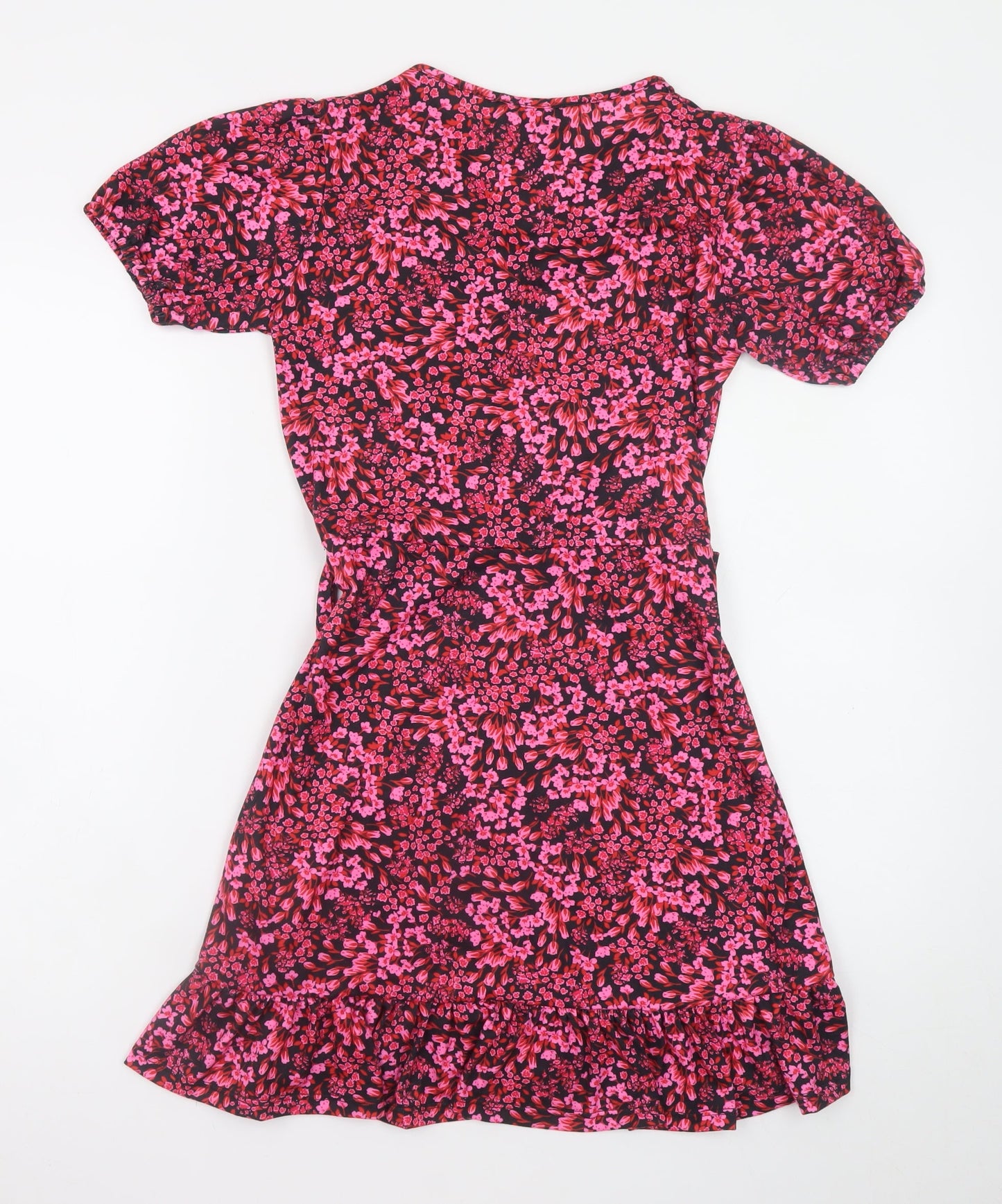 Lipsy Girls Multicoloured Floral Wrap Dress 11-12 Years Short Sleeve