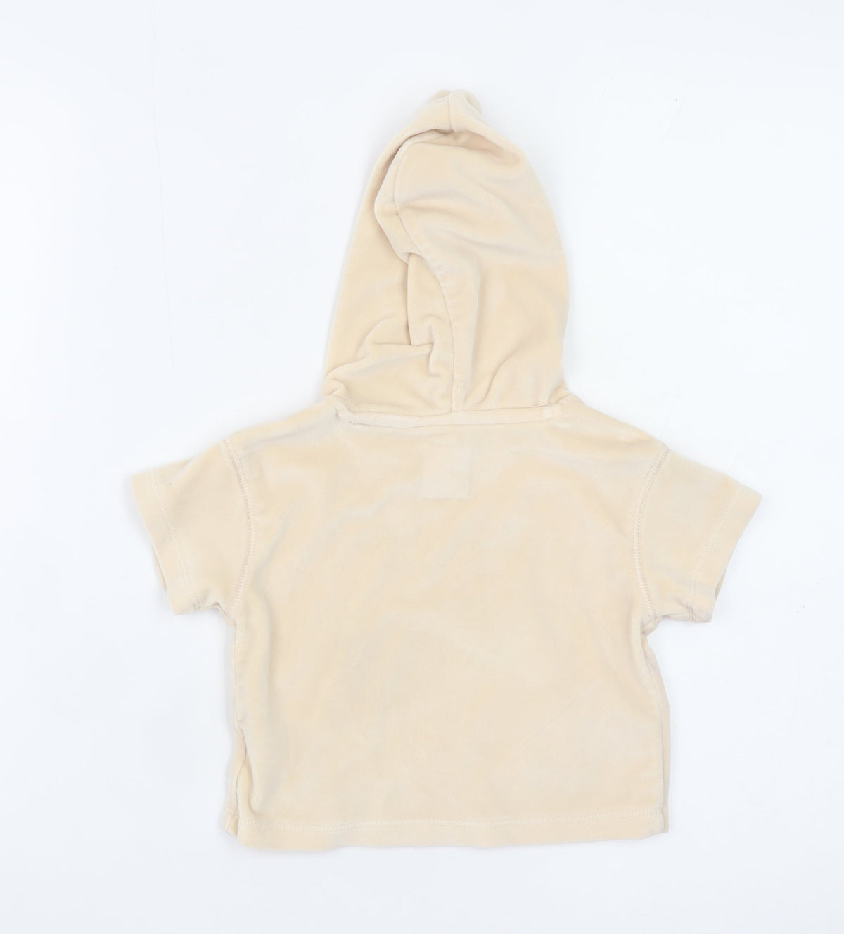 DKNY Jeans Girls Beige Hooded Short Sleeve Casual Top 12 Months Polyester Blend
