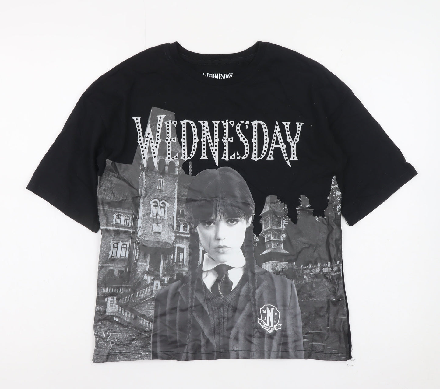 Wednesday Black Graphic T-Shirt for Girls 11-12 Years Gothic Style
