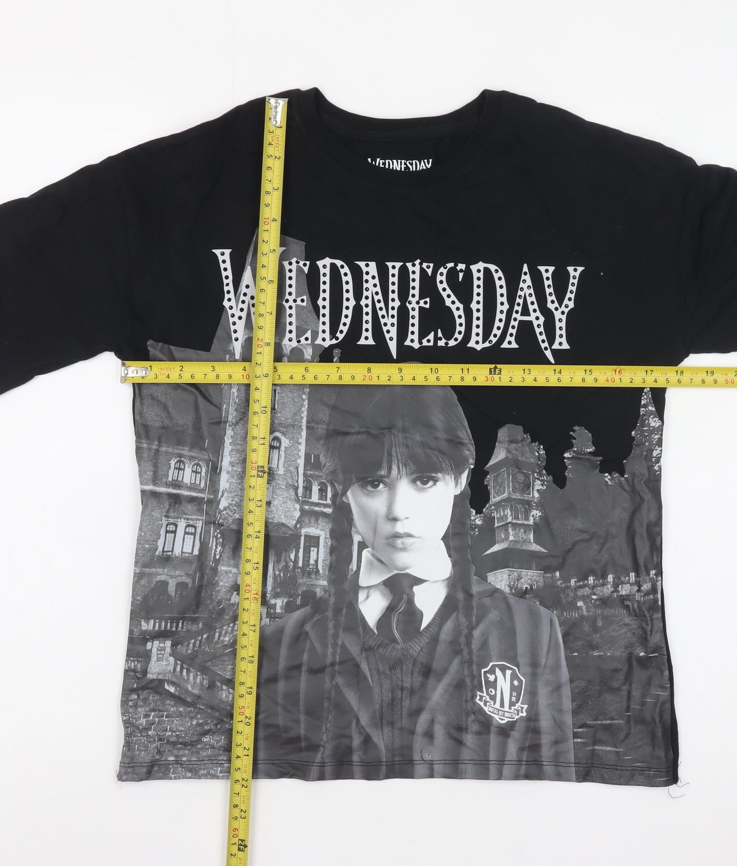 Wednesday Black Graphic T-Shirt for Girls 11-12 Years Gothic Style