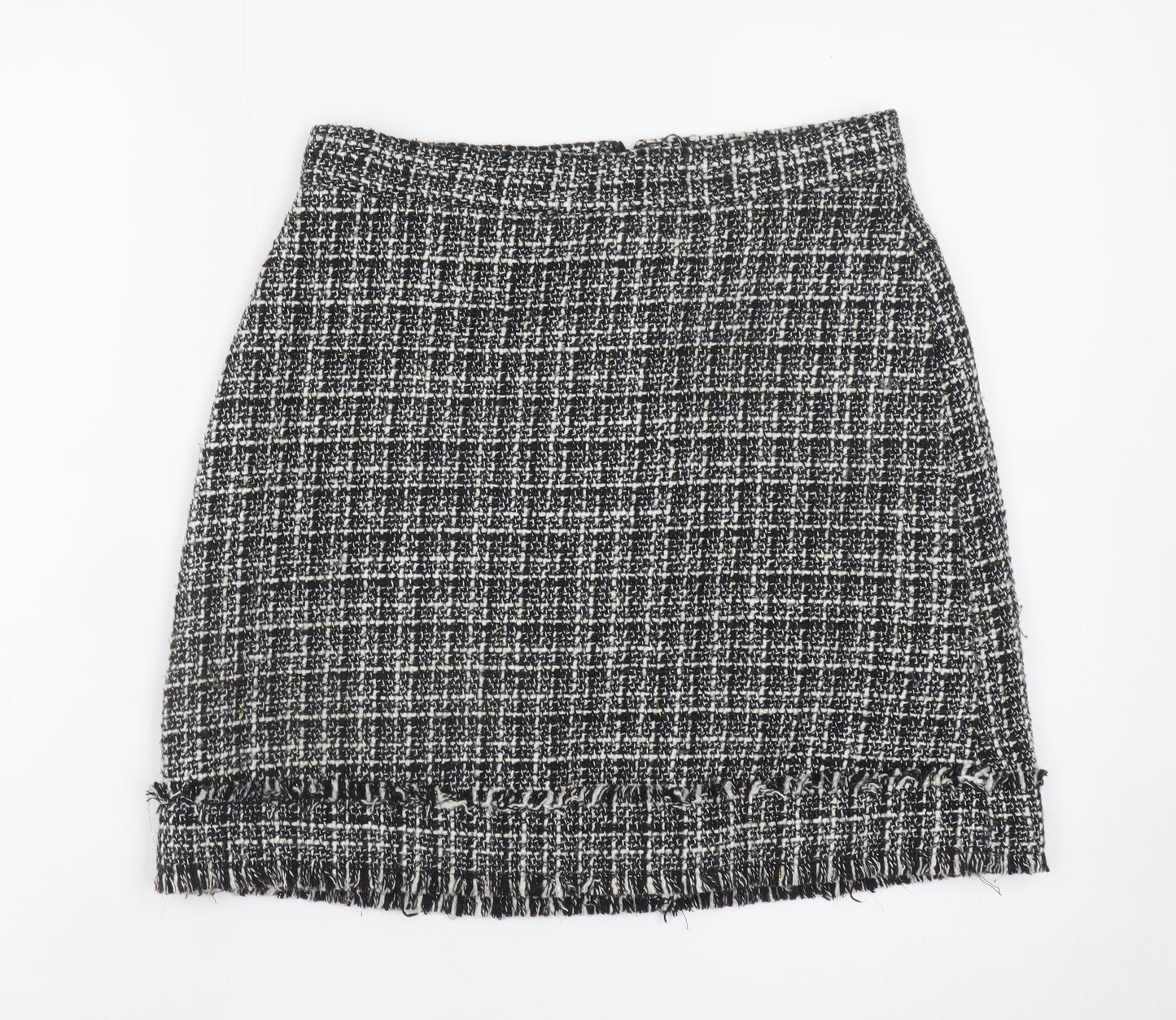 Warehouse Women Black Tweed Check Pencil Skirt Size 10
