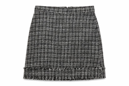 Warehouse Women Black Tweed Check Pencil Skirt Size 10