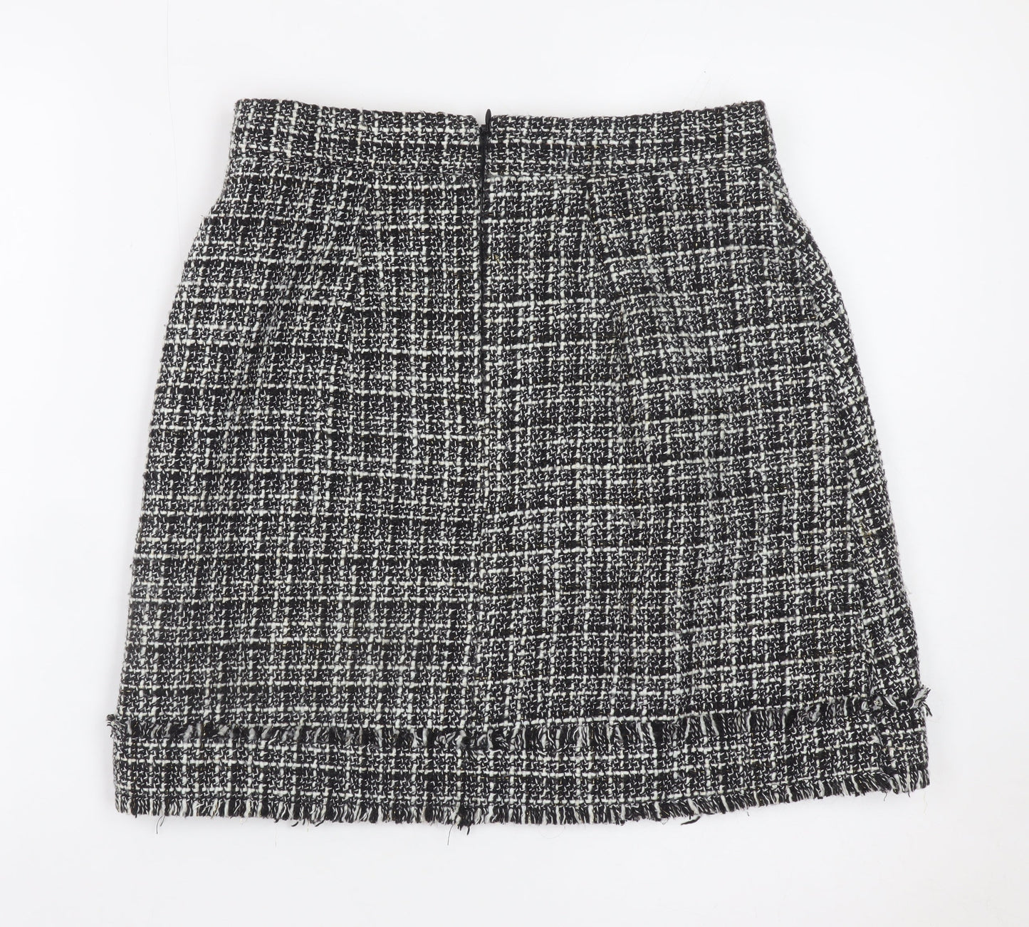Warehouse Women Black Tweed Check Pencil Skirt Size 10
