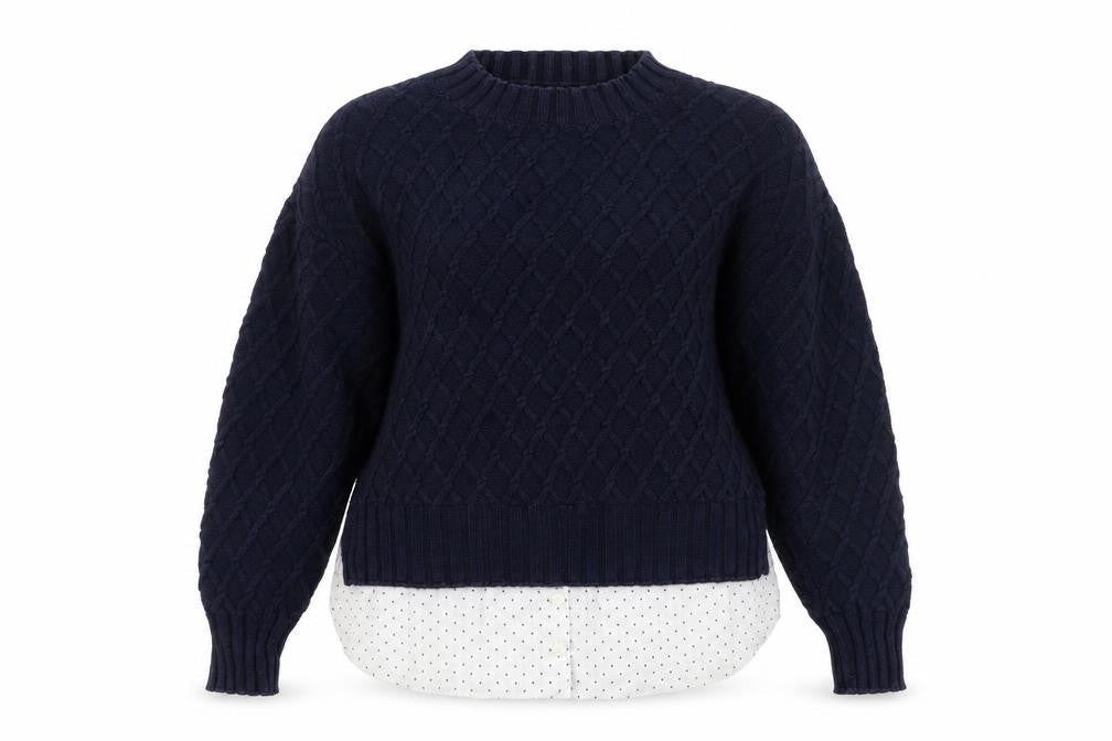 Next Women Blue Cable-Knit Cotton Jumper Size 10 Petite