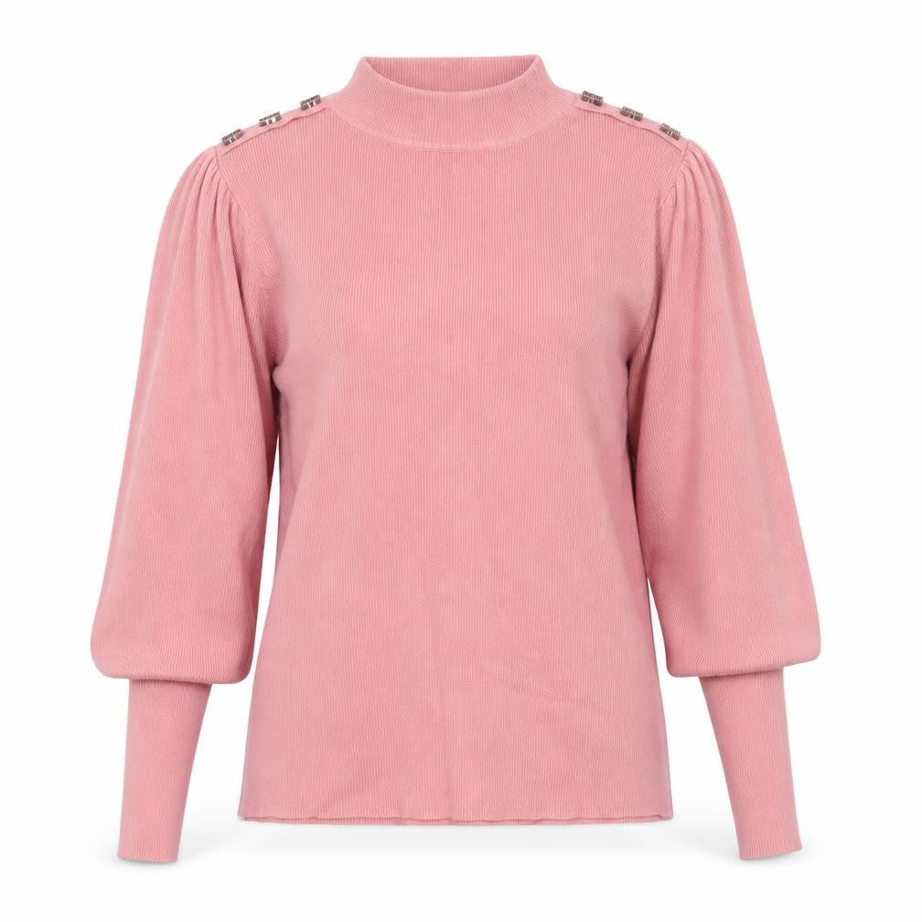 Naoise Womens Pink Mock Neck Button Shoulder Jumper Size S