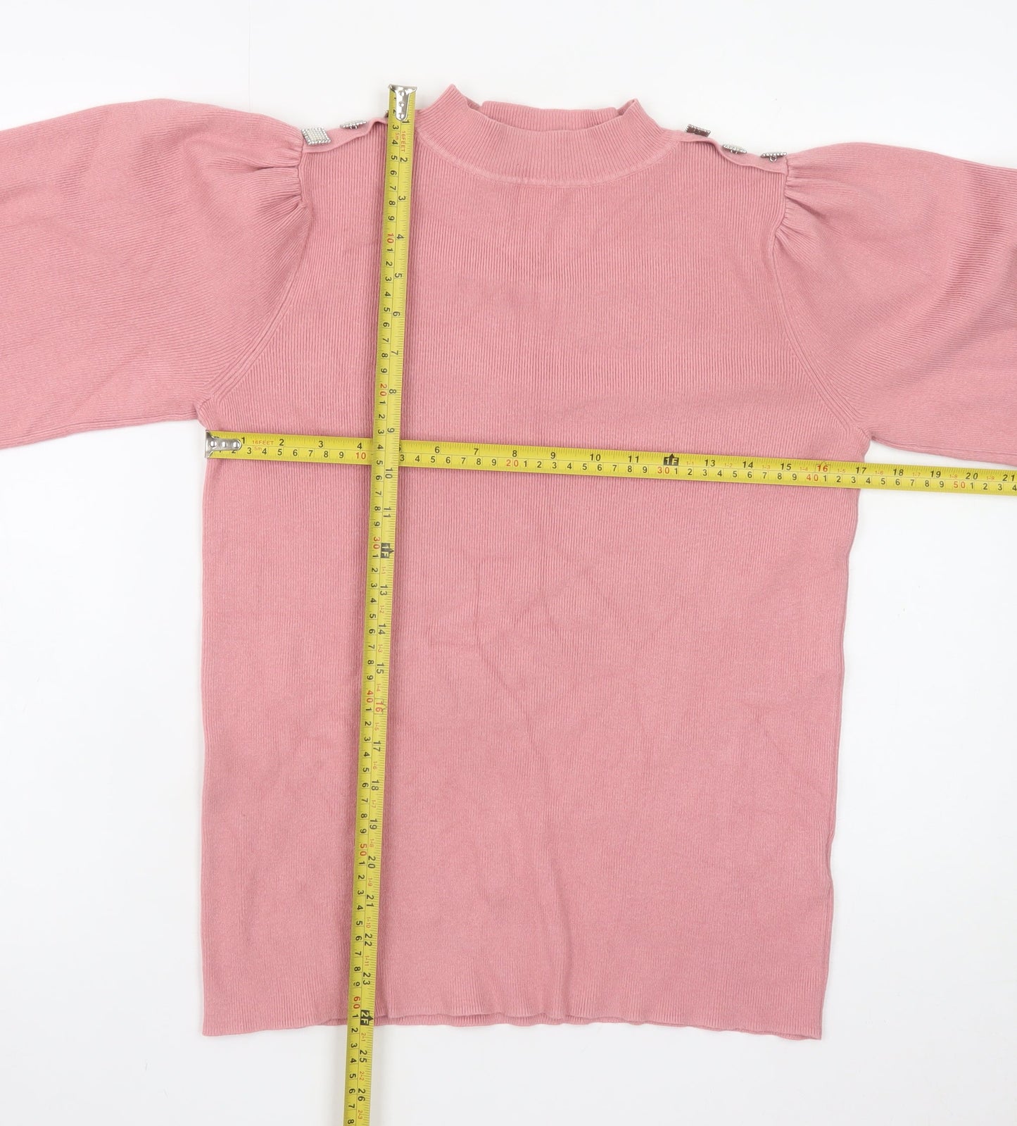 Naoise Womens Pink Mock Neck Button Shoulder Jumper Size S