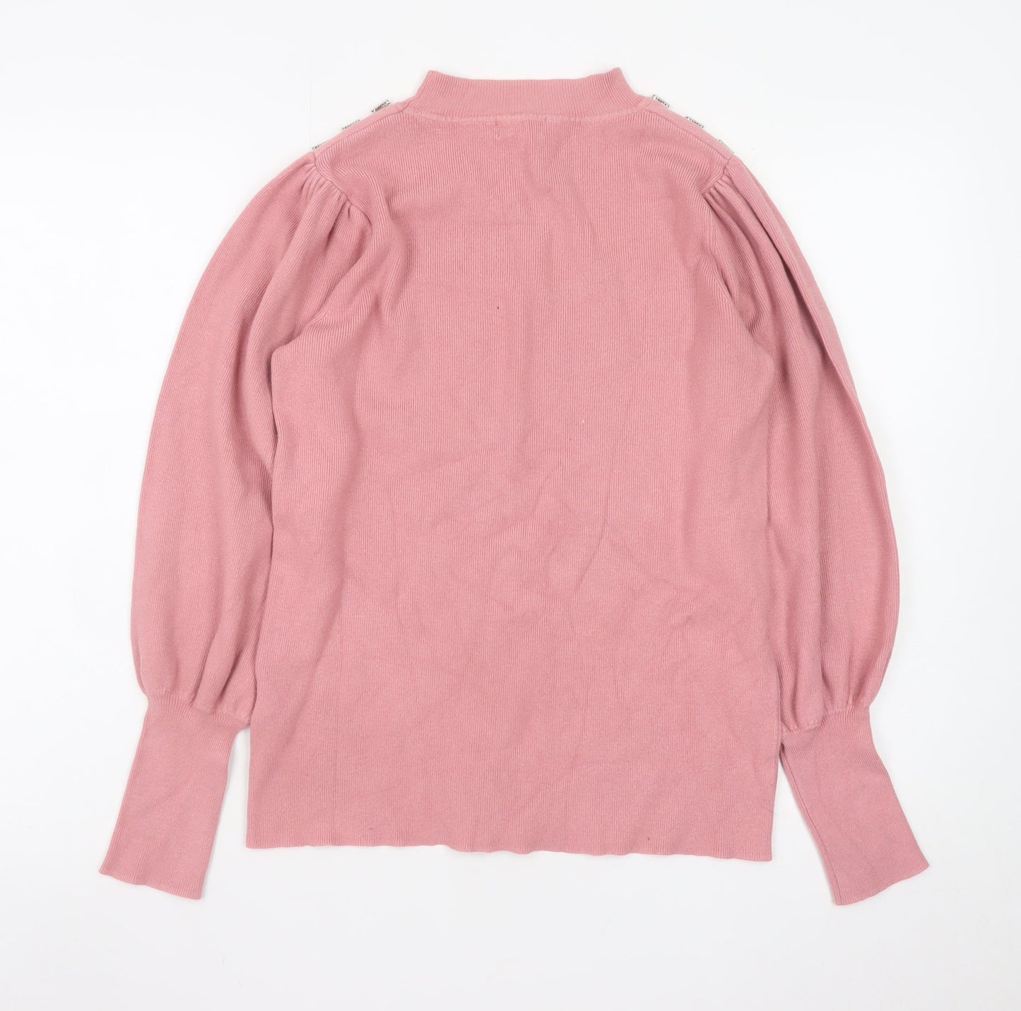Naoise Womens Pink Mock Neck Button Shoulder Jumper Size S