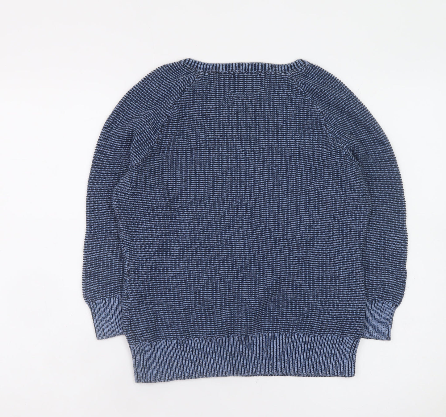 Arabella & Addison Men's Blue Cotton Button Crew Neck Jumper Size L