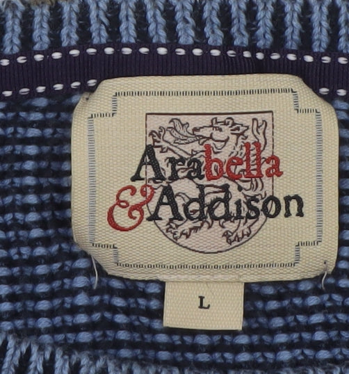 Arabella & Addison Men's Blue Cotton Button Crew Neck Jumper Size L