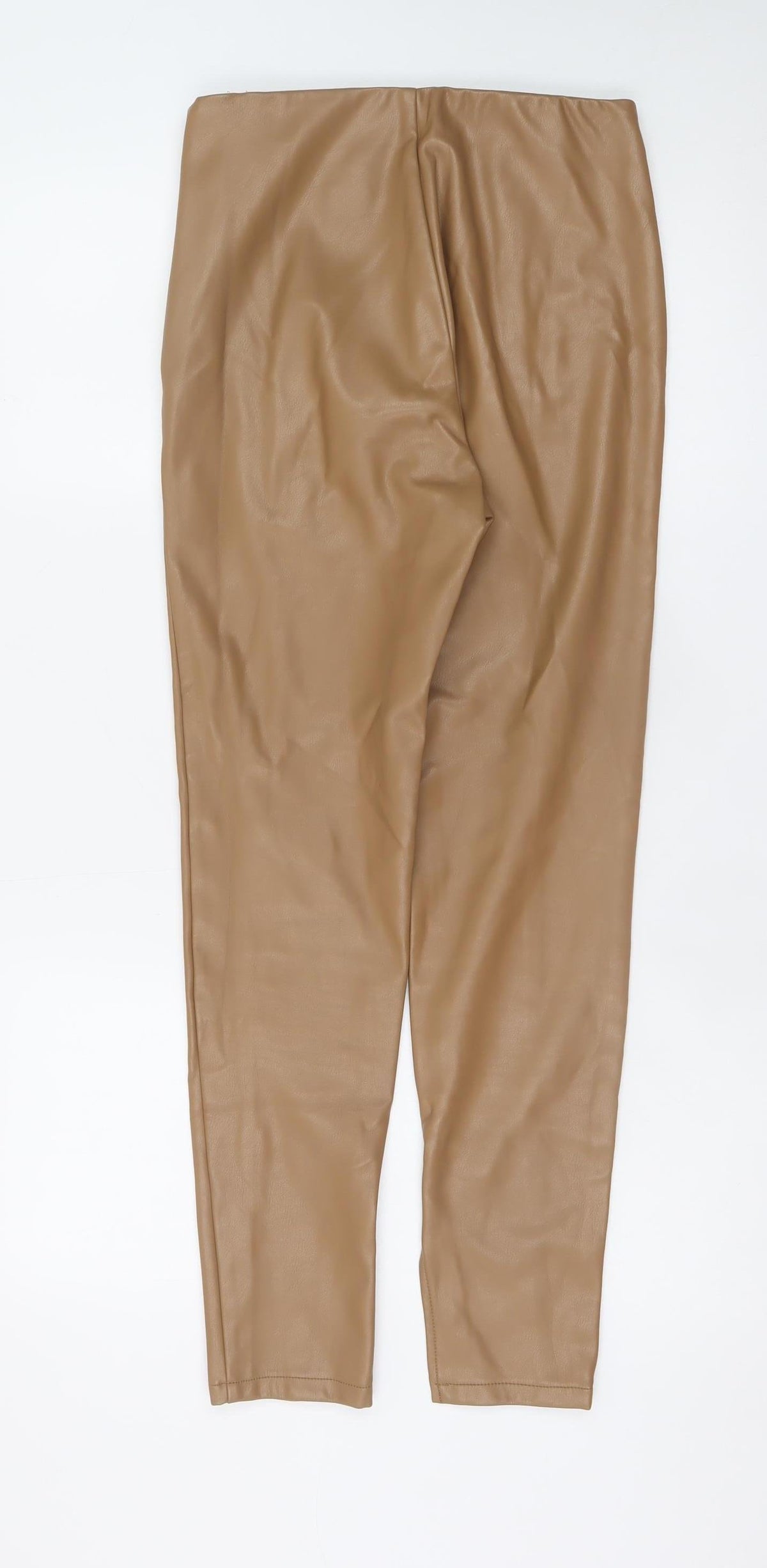 Vila Women’s Beige Faux Leather Skinny Leggings Size 6