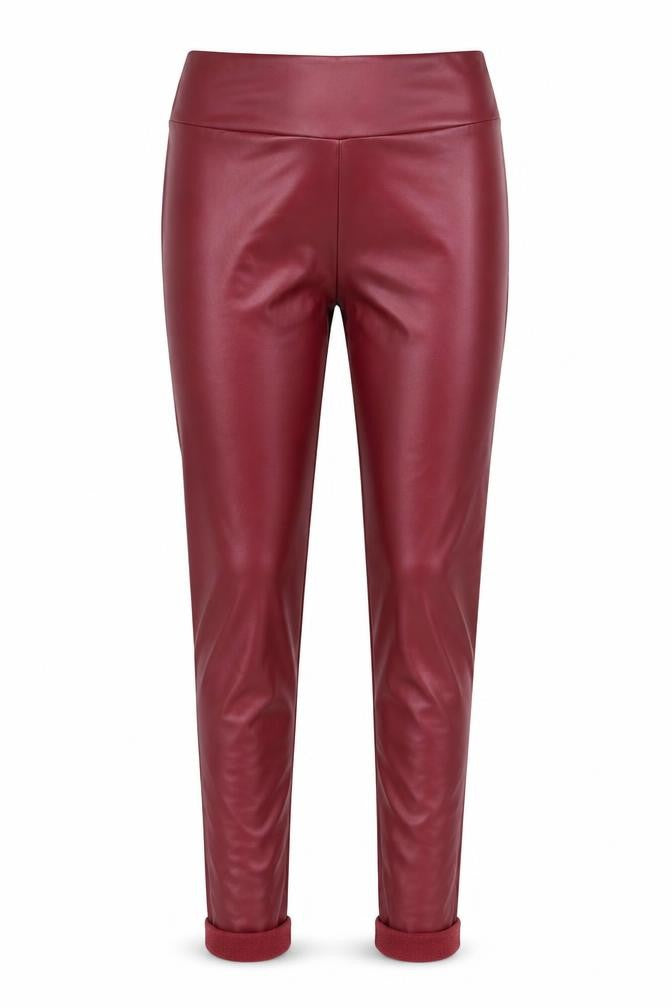 Calzedonia Womens Red Faux Leather Lined High Rise Leggings Size S