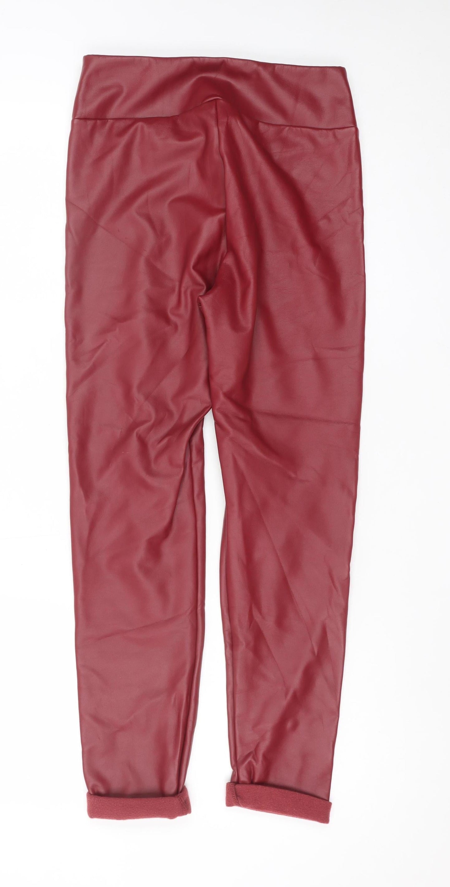 Calzedonia Womens Red Faux Leather Lined High Rise Leggings Size S