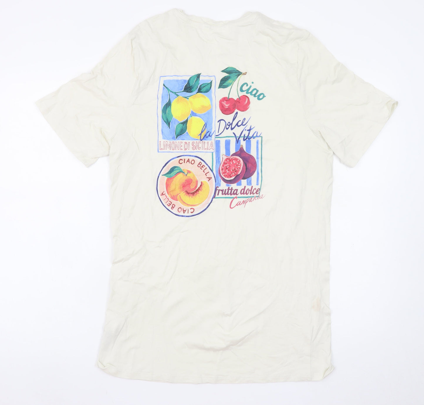 Marks and Spencer Men’s Ivory Graphic Print T-Shirt Small