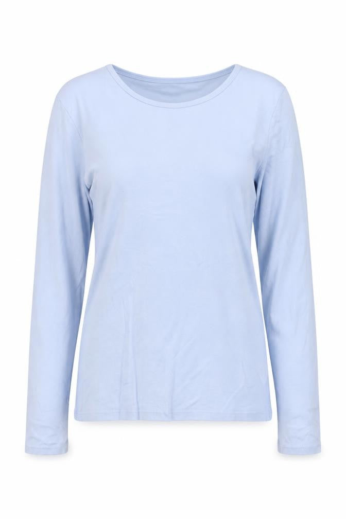 H&M Women Blue Basic Long Sleeve Lyocell T-Shirt Size 12