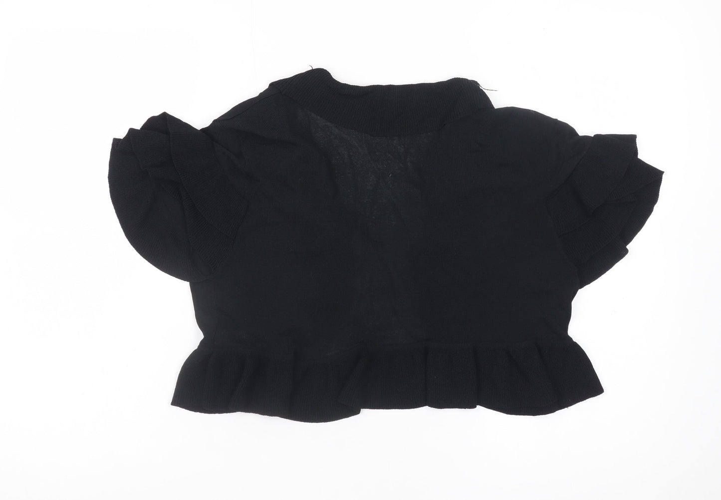 Principles Women's Black Size 14 Ruffle Short Sleeve Knit Shrug