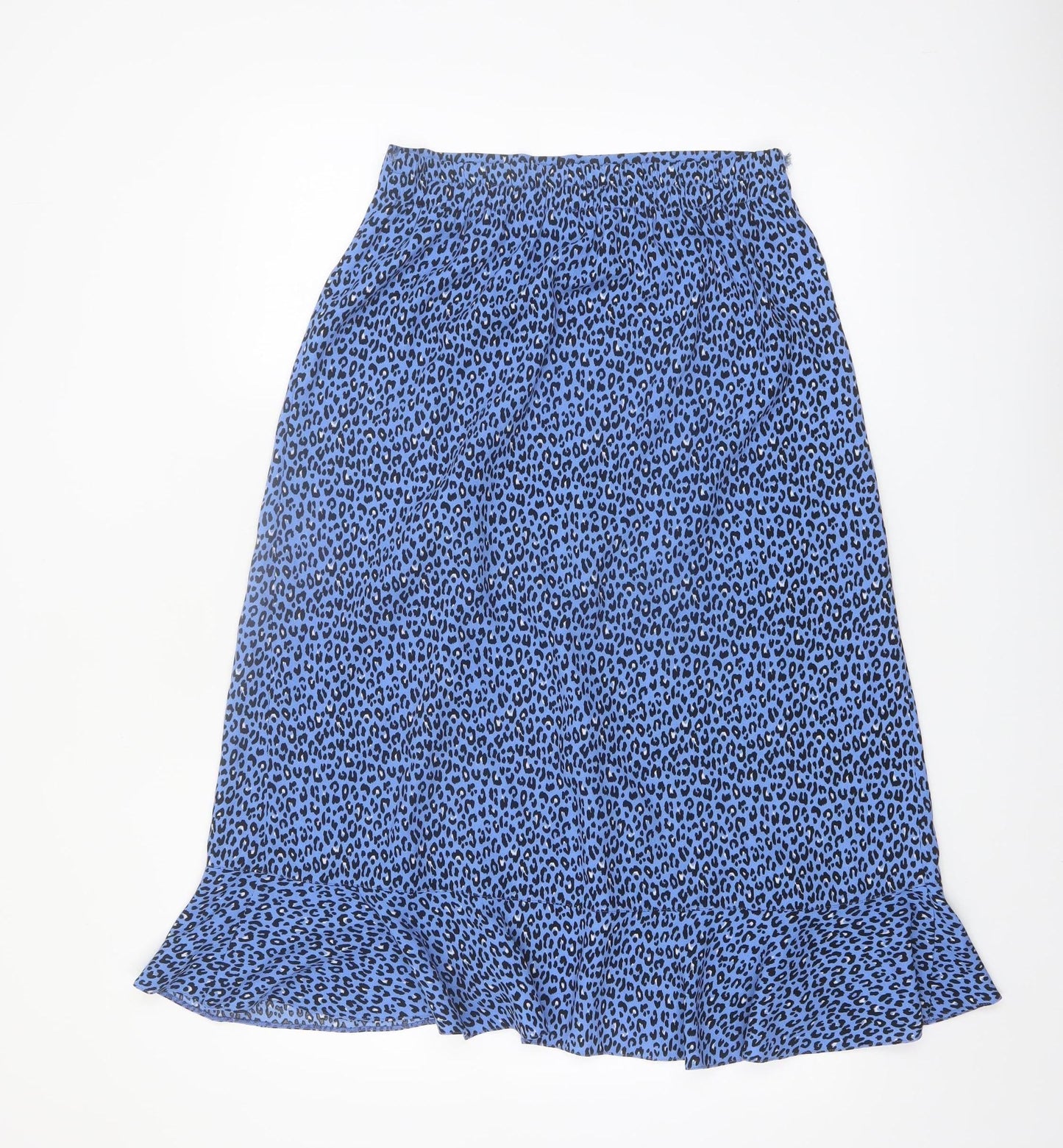 Dunnes Women Blue Animal Print Midi Wrap Skirt Size 8