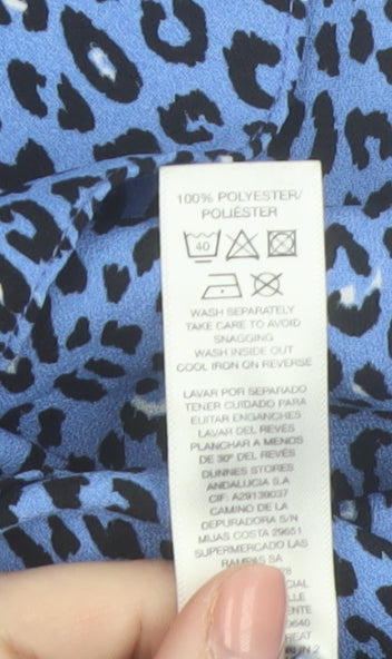 Dunnes Women Blue Animal Print Midi Wrap Skirt Size 8