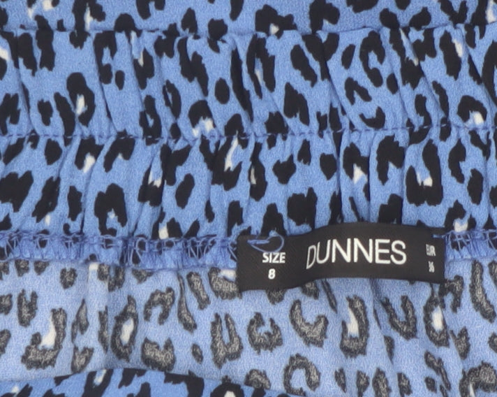 Dunnes Women Blue Animal Print Midi Wrap Skirt Size 8