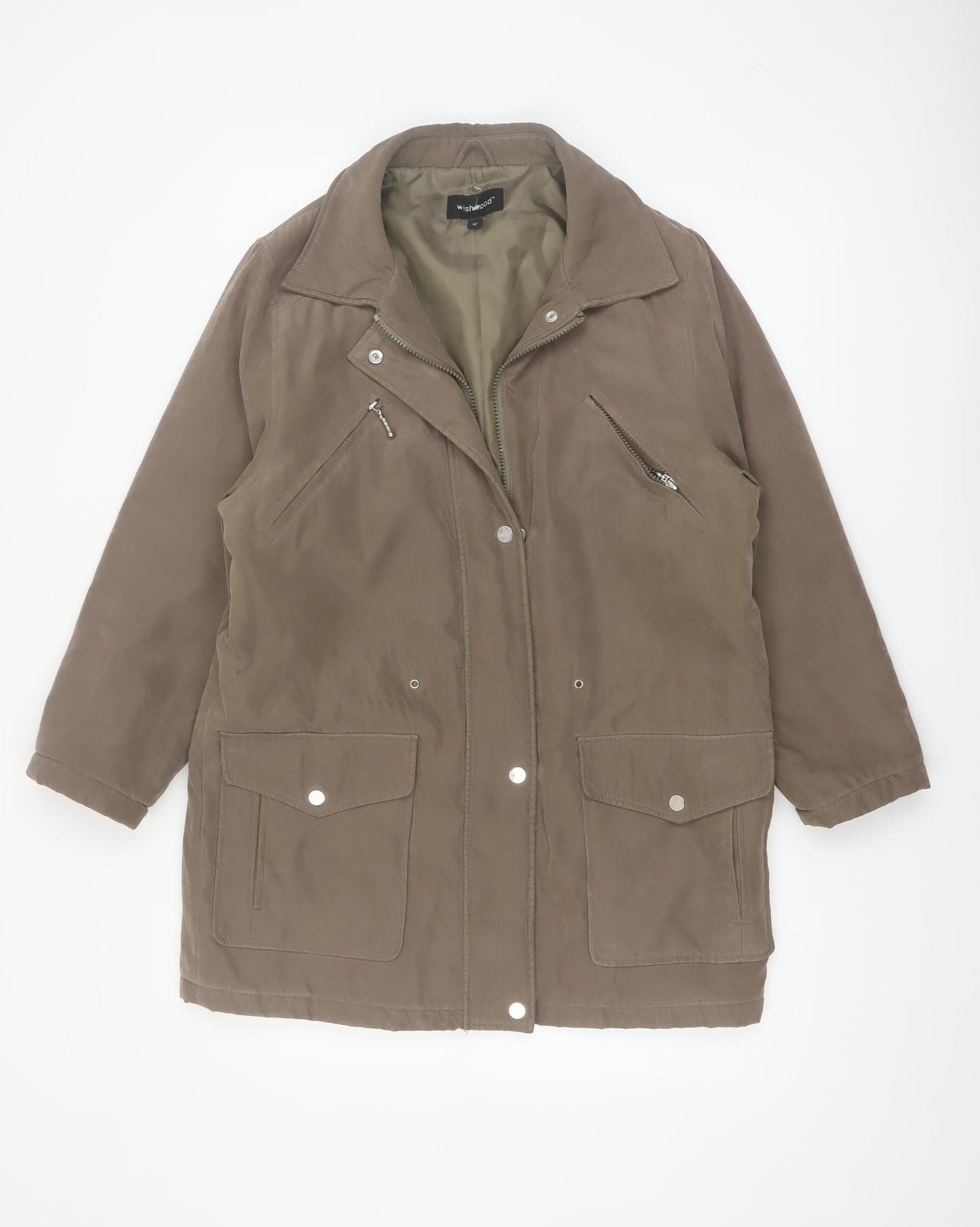 Wishwood Women Brown Size 12 Parka Jacket Mid-Length Lined