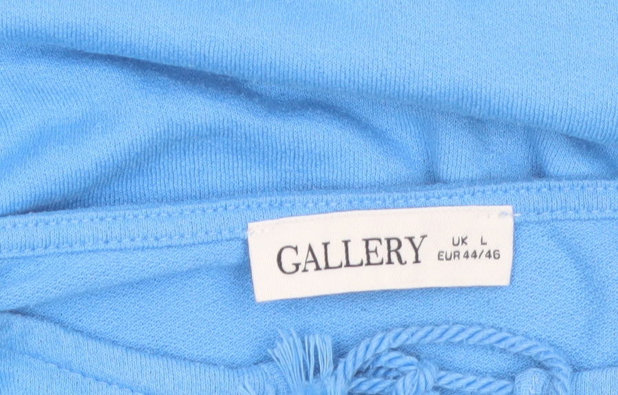 Gallery Womens Blue Crochet Trim Tunic Blouse Size L