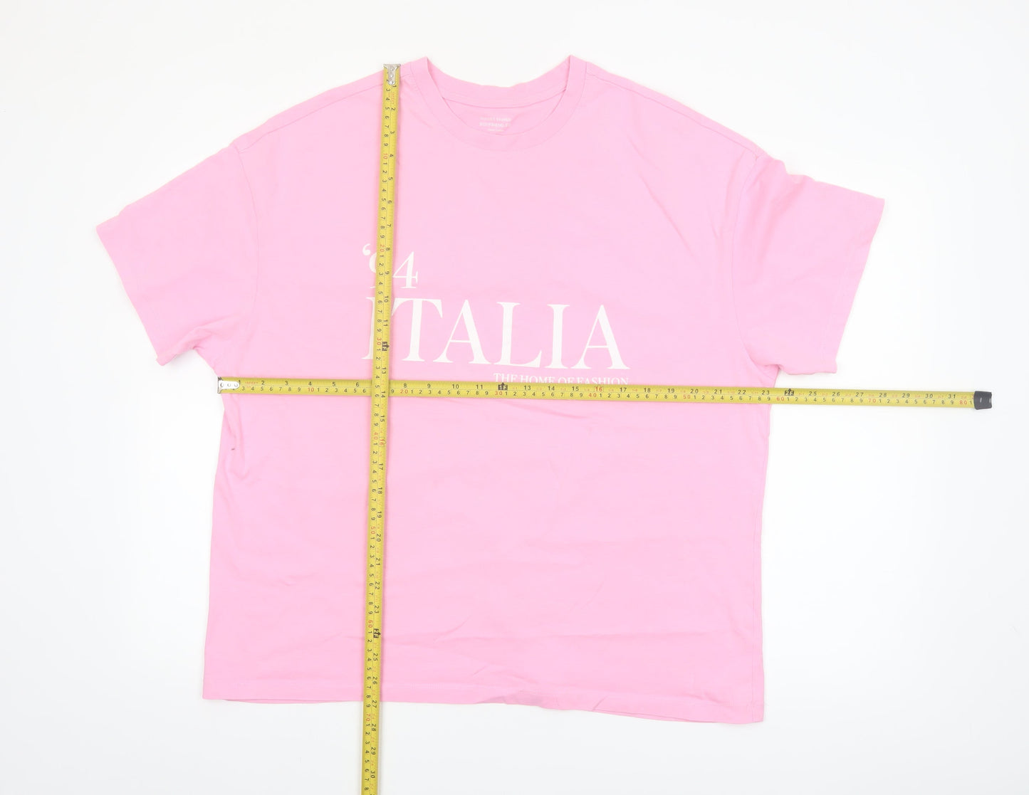 Dunnes Stores Womens Pink 'Italia' Relaxed Cotton T-Shirt Size 16