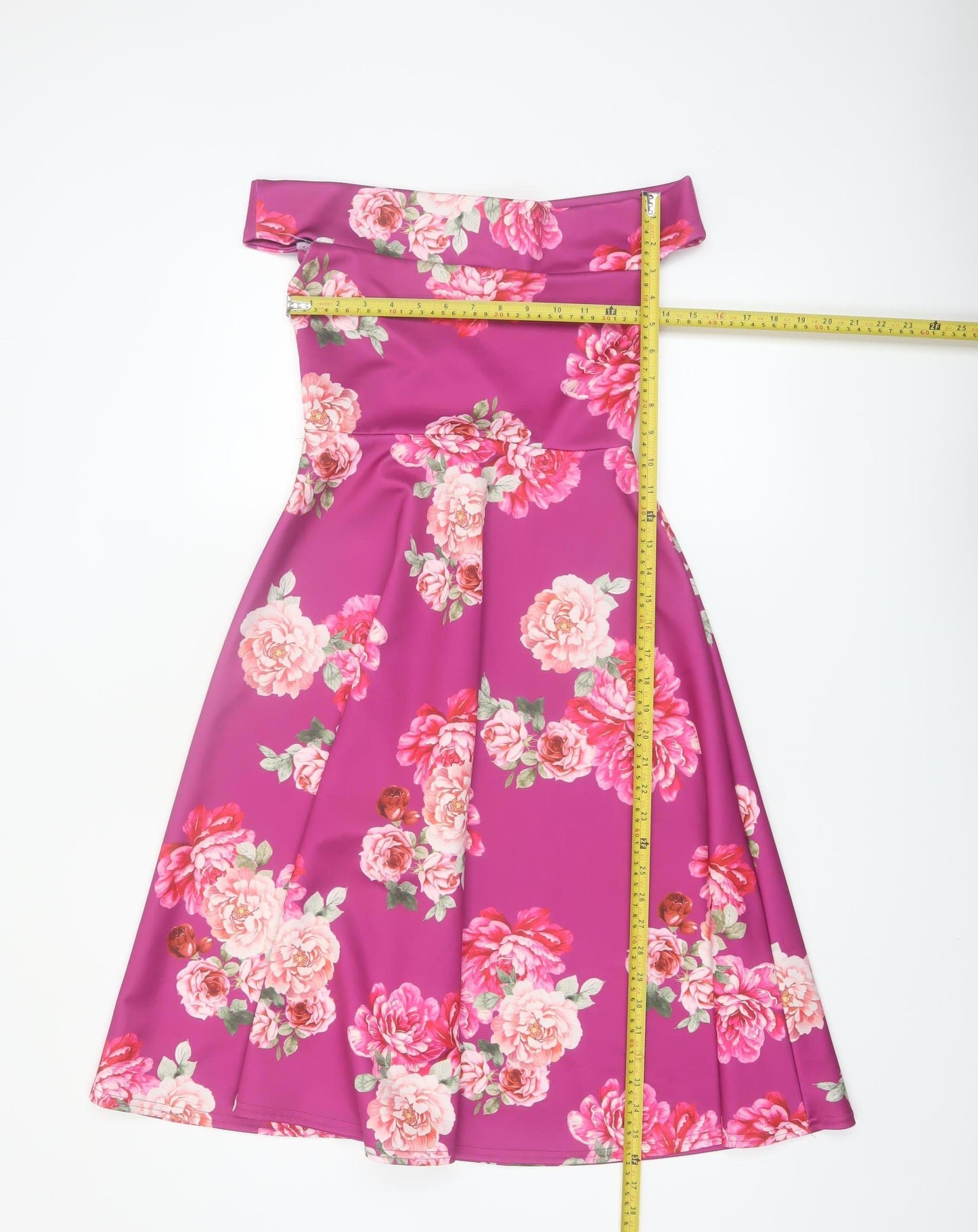 Boohoo Women’s Pink Floral Off Shoulder Fit & Flare Dress Size 8