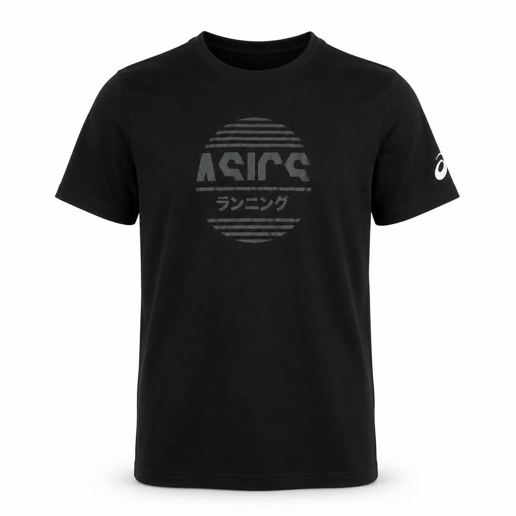 Asics Men's Black Short Sleeve Graphic Running T-Shirt Size M