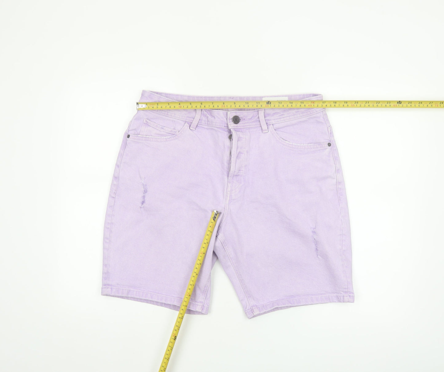 Denim Co Men's Purple Stretch Chino Shorts W34 Regular Fit