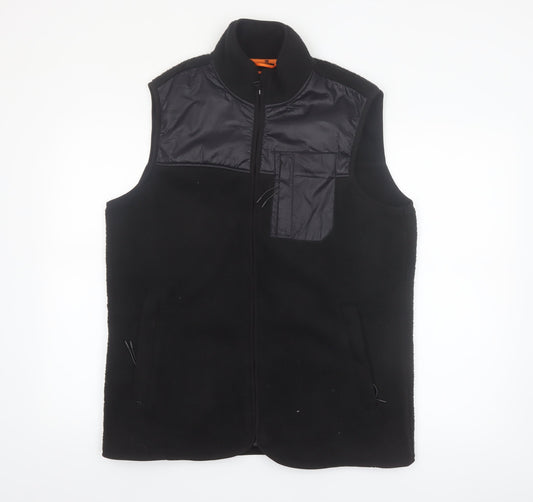 Threadbare Mens Black Fleece Bodywarmer Waistcoat Size M Outdoor Hiking