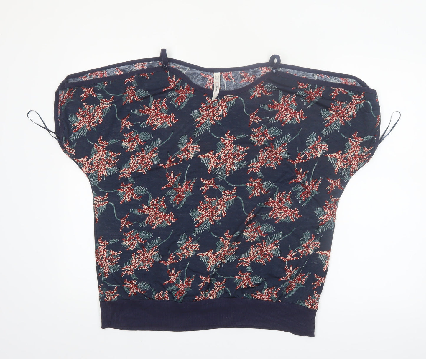 Stella Morgan Women's Blue Floral Short Sleeve Blouse Size 12