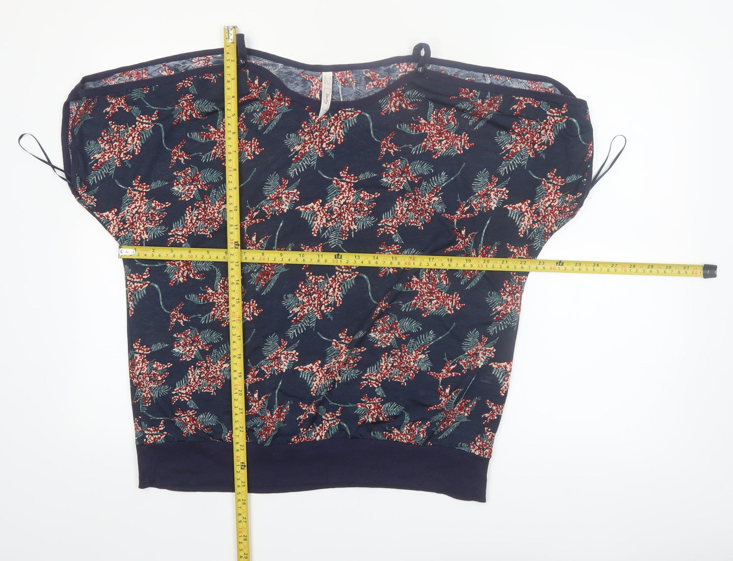 Stella Morgan Women's Blue Floral Short Sleeve Blouse Size 12