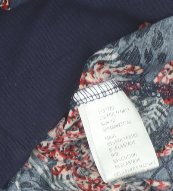 Stella Morgan Women's Blue Floral Short Sleeve Blouse Size 12