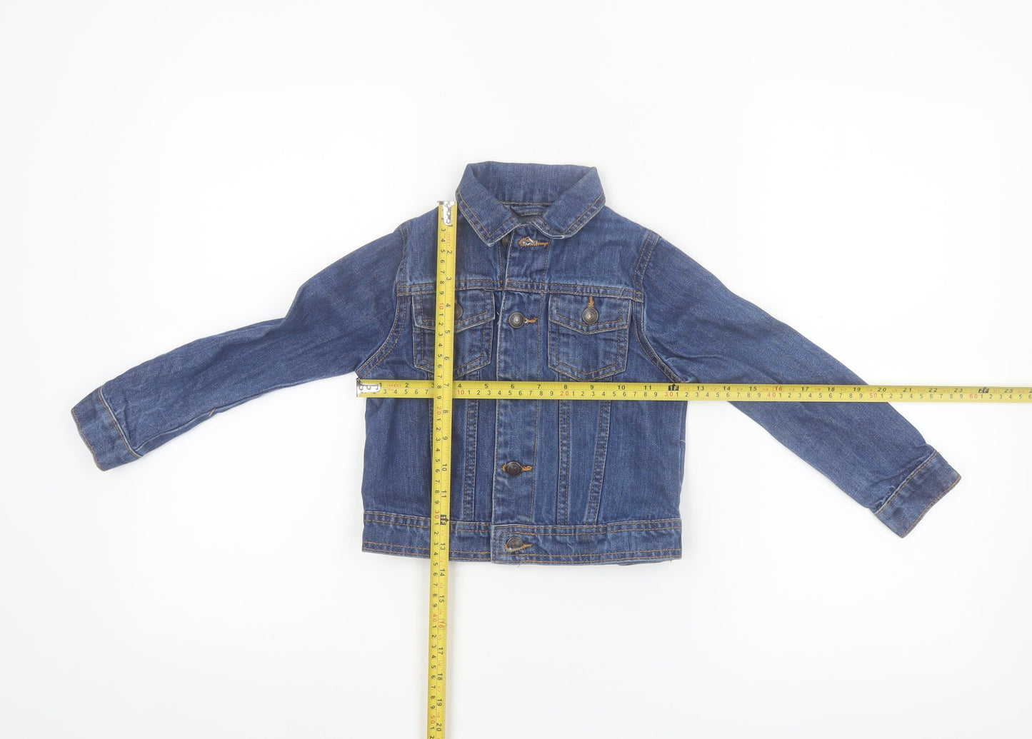 Avenue Girls Blue Denim Button Jacket 3-4 Years Cotton Casual