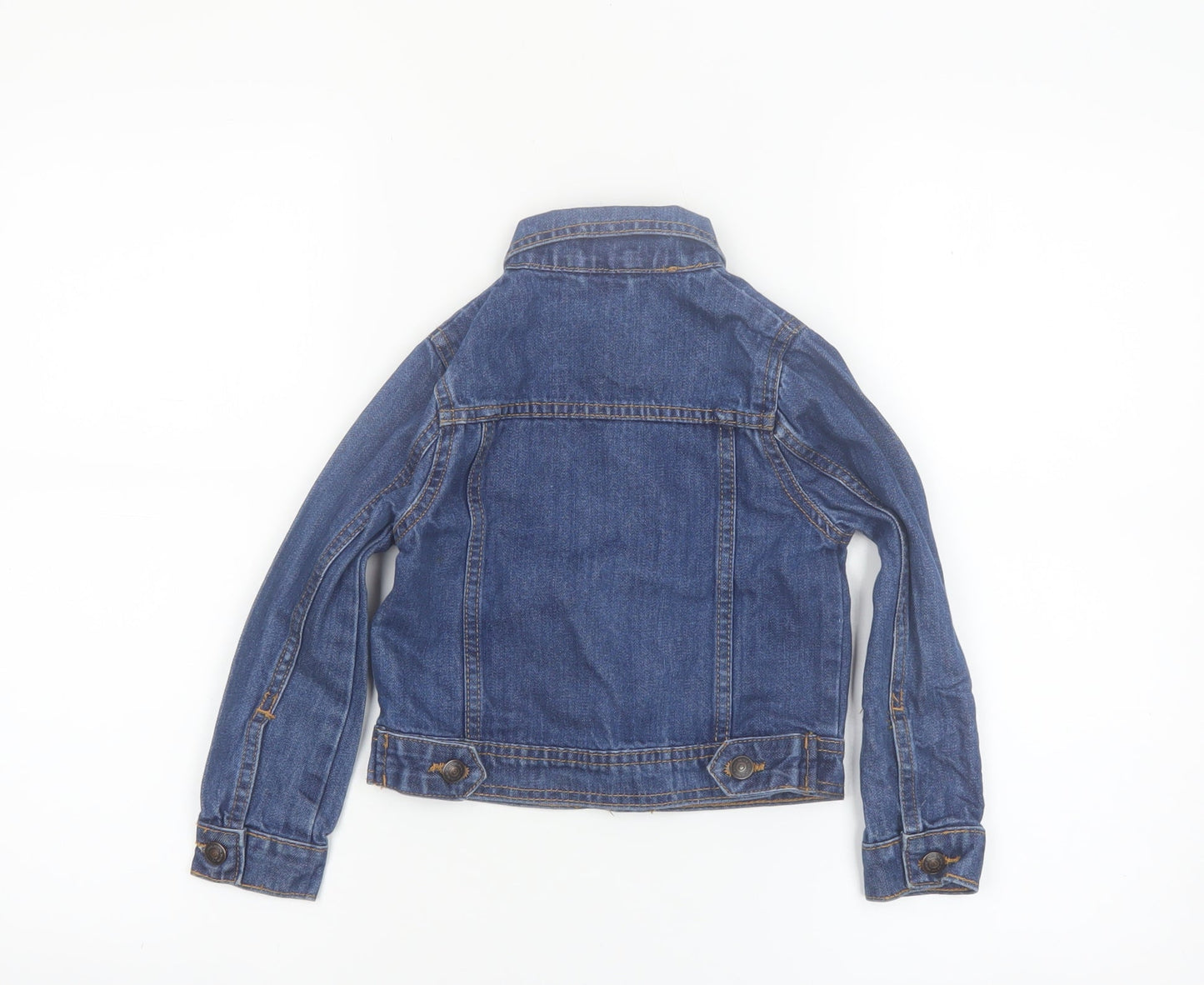 Avenue Girls Blue Denim Button Jacket 3-4 Years Cotton Casual