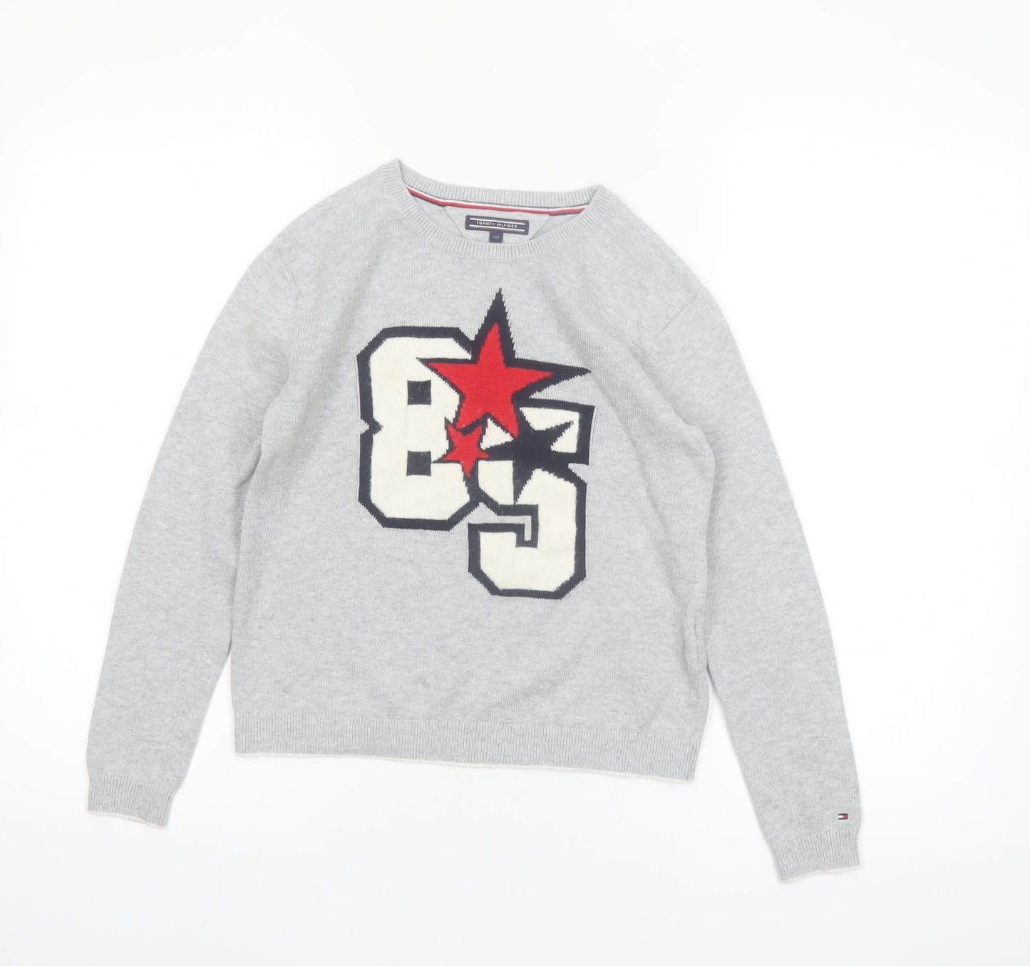 Tommy Hilfiger Boys Grey Graphic Knit Jumper Size 140 (10 Years)