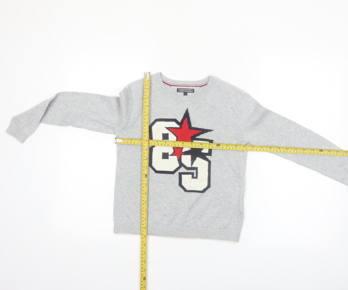 Tommy Hilfiger Boys Grey Graphic Knit Jumper Size 140 (10 Years)