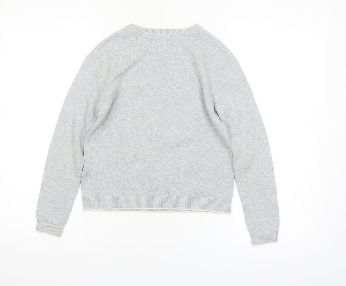 Tommy Hilfiger Boys Grey Graphic Knit Jumper Size 140 (10 Years)