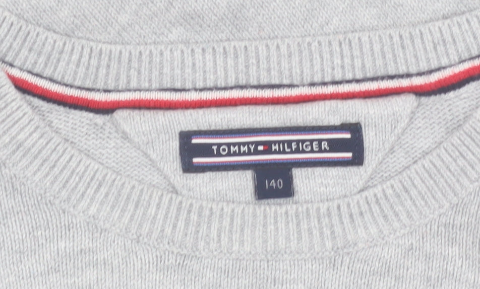 Tommy Hilfiger Boys Grey Graphic Knit Jumper Size 140 (10 Years)
