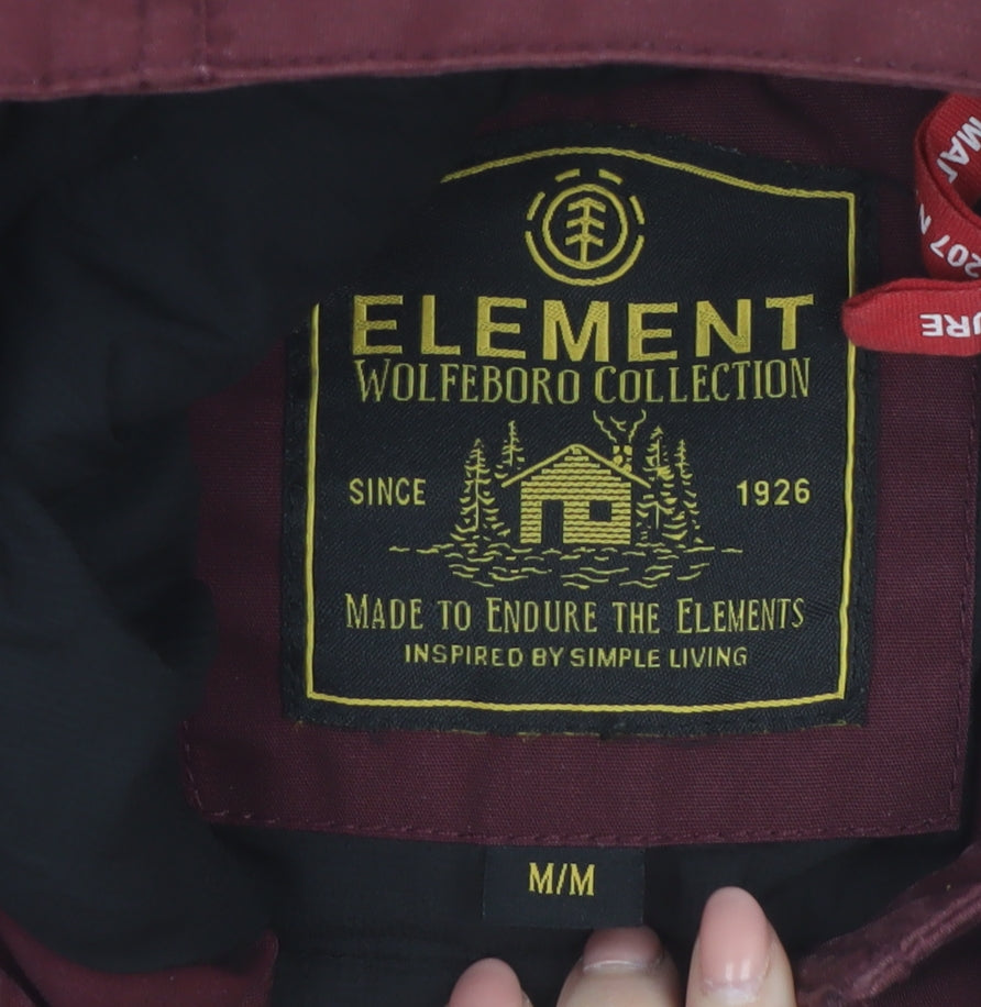 Element Men’s Red Hooded Bomber Jacket M Wind Resistant Lined