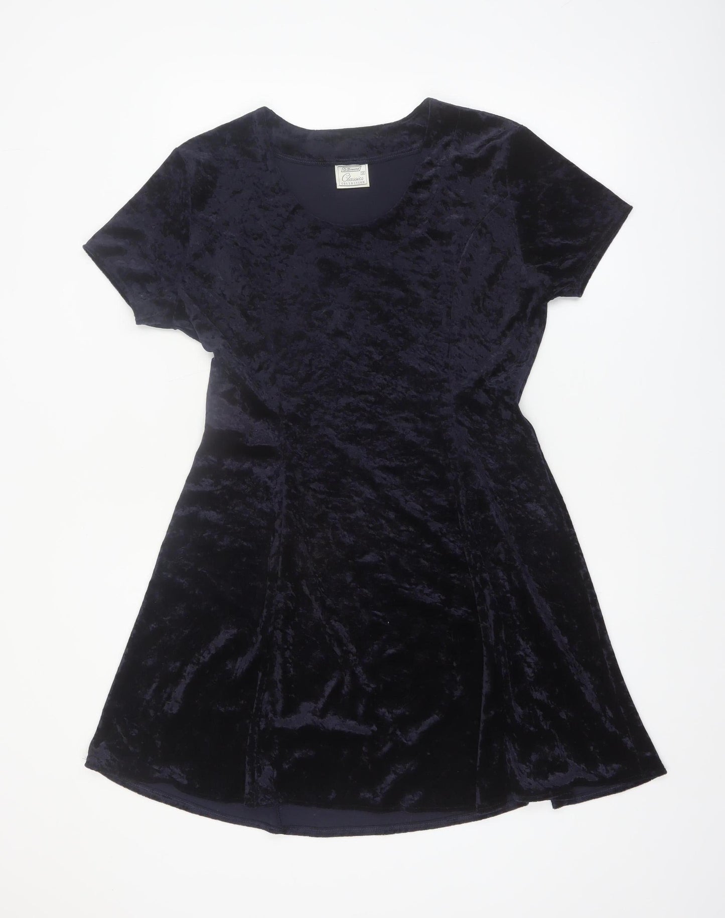 St Bernard Women's Blue Velvet A-Line Short Sleeve Dress Size 12