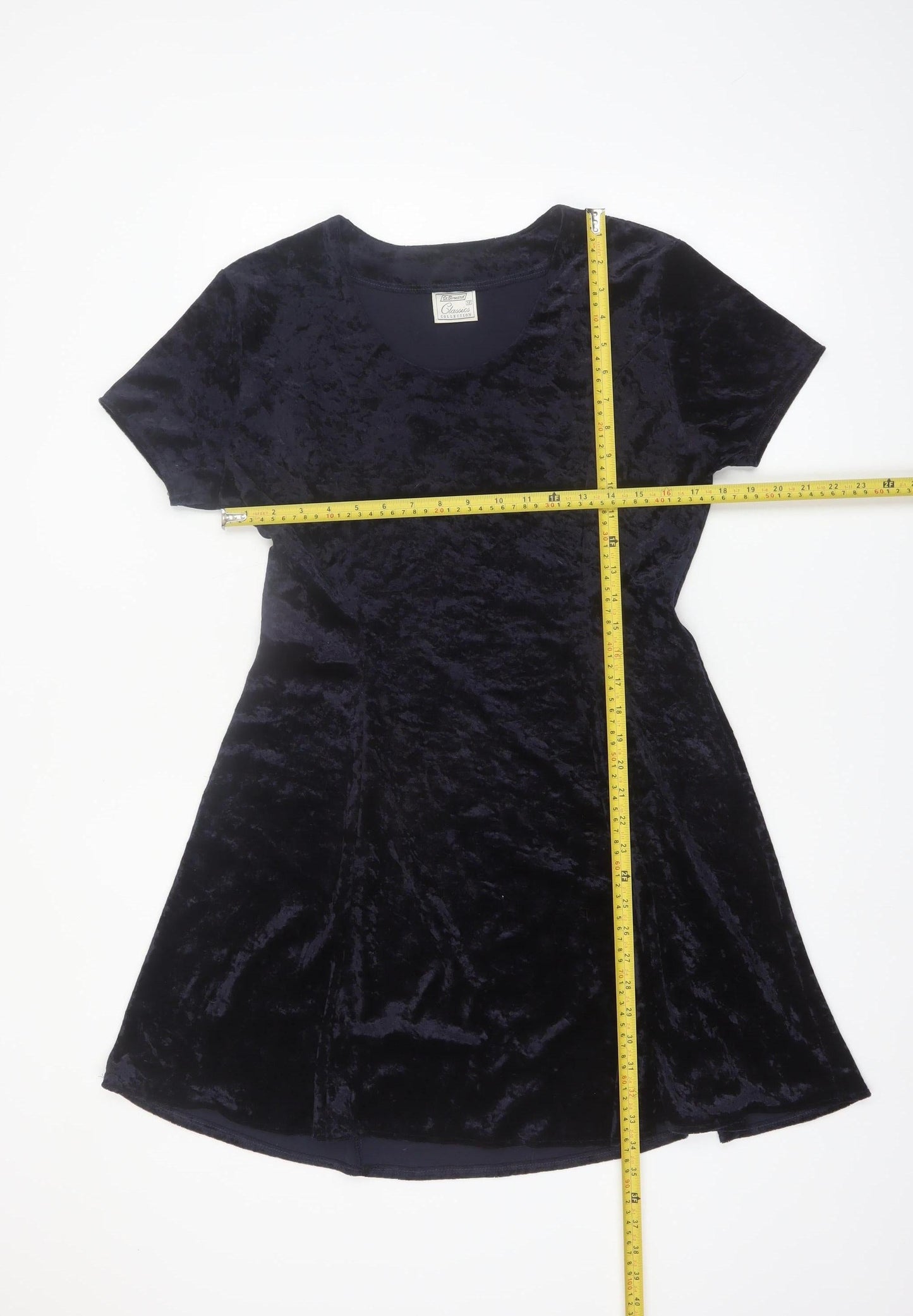St Bernard Women's Blue Velvet A-Line Short Sleeve Dress Size 12