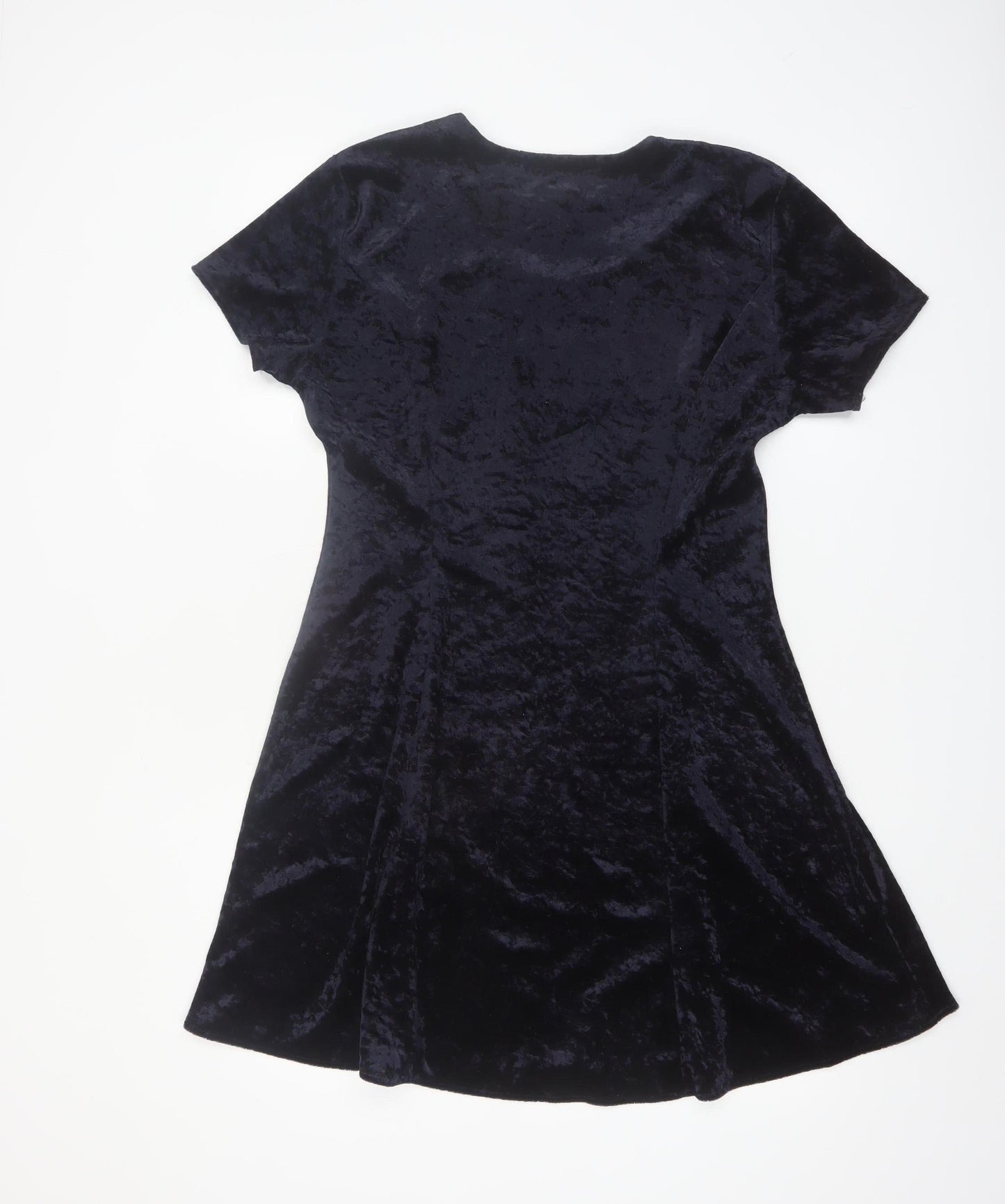 St Bernard Women's Blue Velvet A-Line Short Sleeve Dress Size 12
