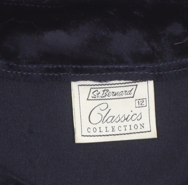 St Bernard Women's Blue Velvet A-Line Short Sleeve Dress Size 12