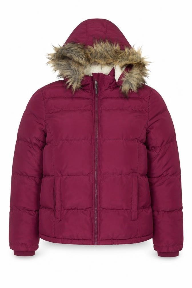 Lee Cooper Women’s Purple Puffer Jacket Size 14 Hooded Winter Coat