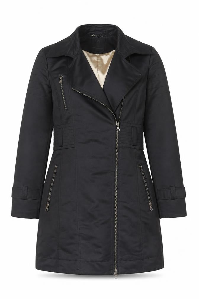 Philosophy Blues Original Women's Black Long Trench Coat Size 10