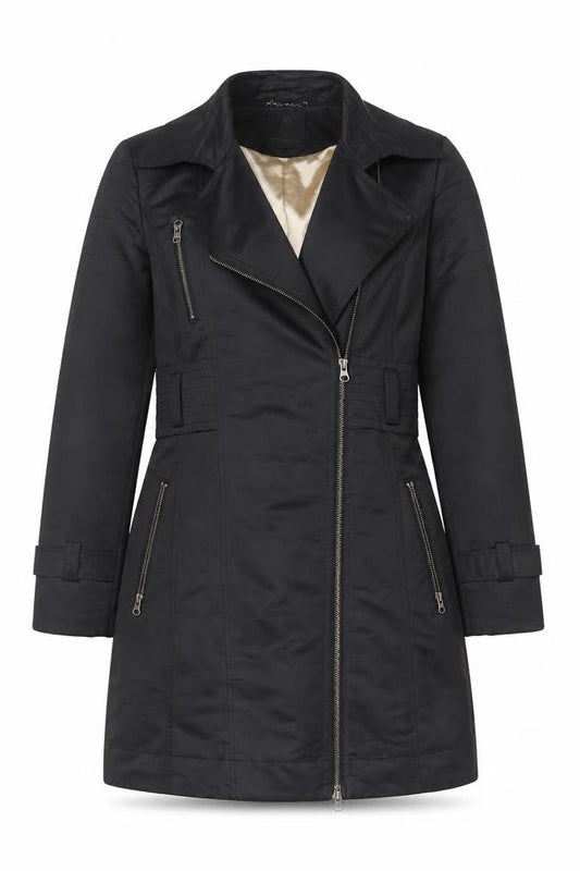 Philosophy Blues Original Women's Black Long Trench Coat Size 10