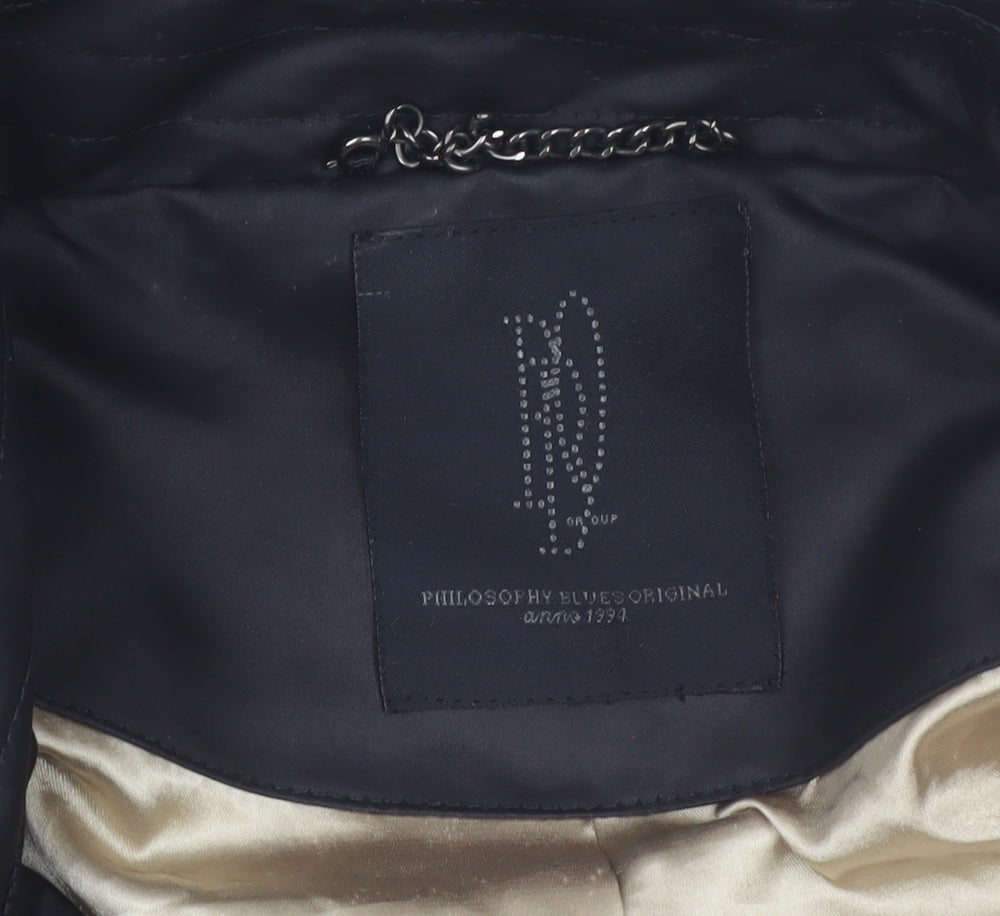 Philosophy Blues Original Women's Black Long Trench Coat Size 10