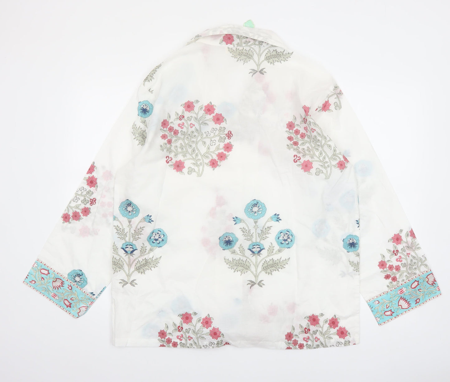 Powell Craft Womens White Floral Cotton Pyjama Top M