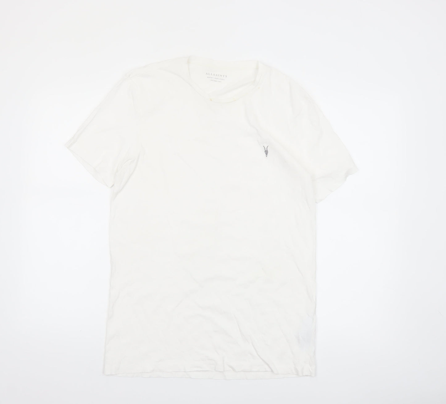AllSaints Men's White Organic Cotton Crew Neck T-Shirt Size M